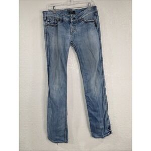 Silver Capri Jeans Womens 32 Blue Wash Mid Rise Distressed Denim 32x34